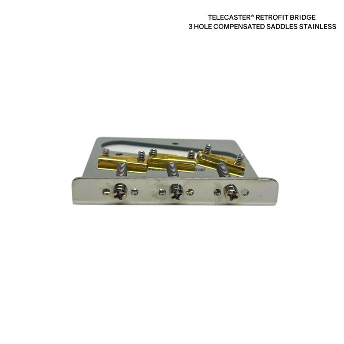 Hipshot Telecaster® Retrofit Bridge 3 HOLE COMPENSATED SADDLES STAINLESS echoinox singapore