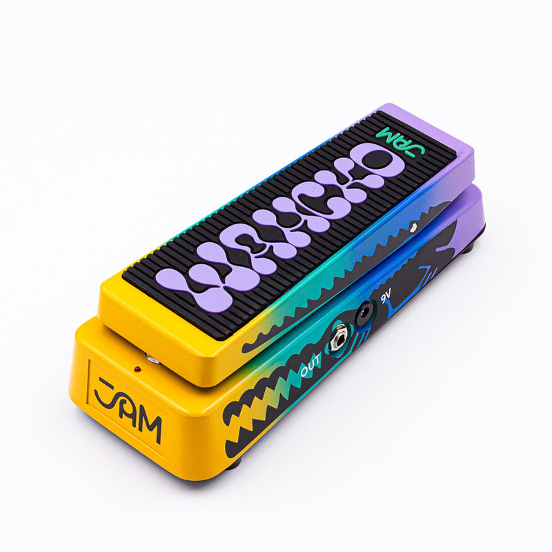JAM Pedals Wahcko MK 2 wah pedal, side view with jacks and rotary switch