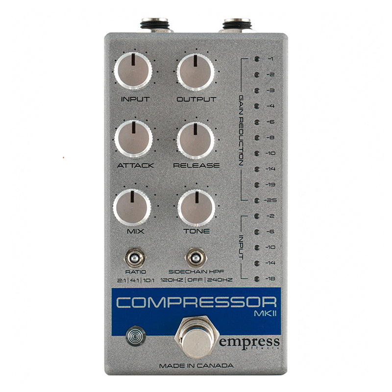Empress Effects Compressor MK II in Silver Sparkle finish, top view
