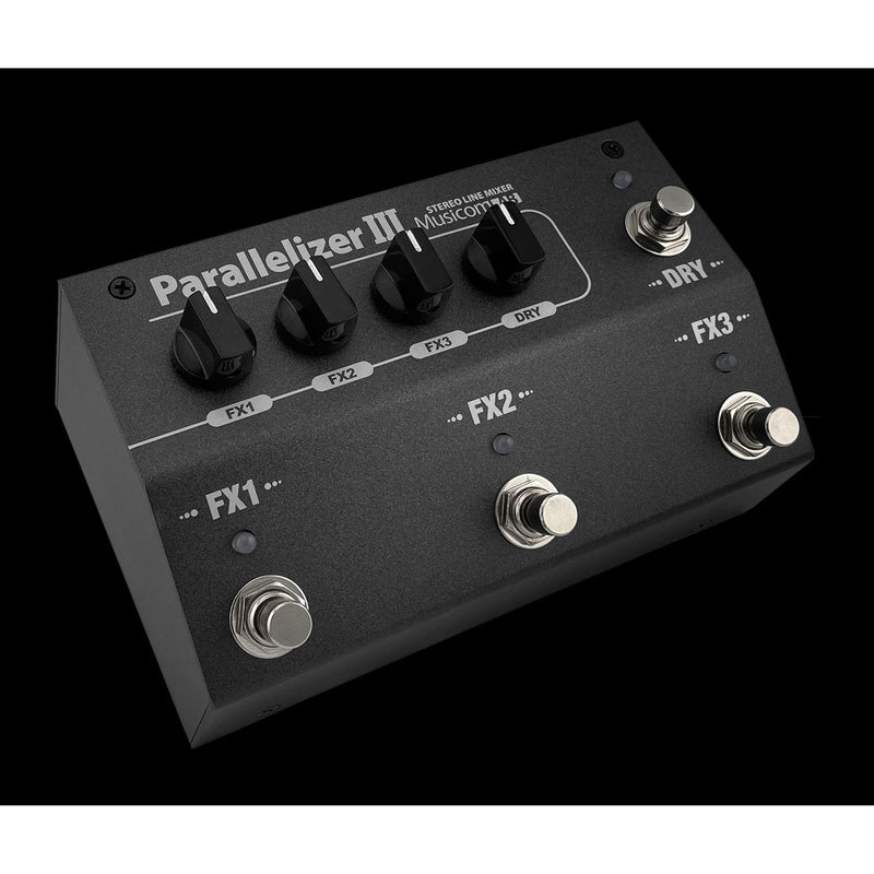 Musicomlab Parallelizer 3 angled view showing the enclosure and control layout