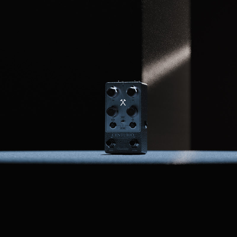 Cornerstone Centurio overdrive pedal - atmospheric lifestyle shot
